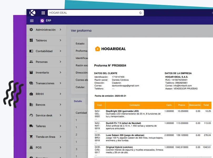 Facturas y proformas ERP