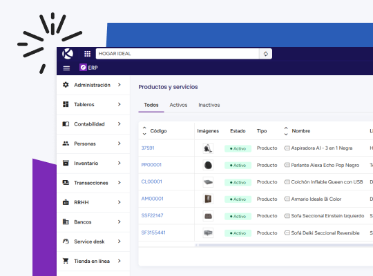 Productos e inventarios ERP Productos e inventarios ERP